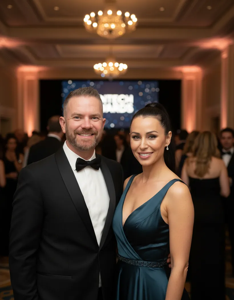 Andy Carey and Talisha at a fintech awards night